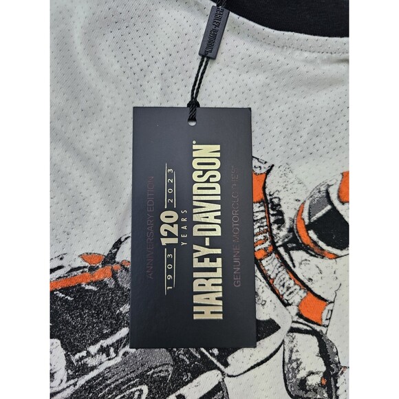 Harley-Davidson Men's 120th Anniversary White Ringer Short Sleeve Shirt Size XL - Picture 4 of 11